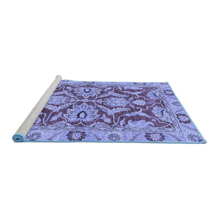 Sideview of Machine Washable Oriental Blue Traditional Rug, wshabs2987blu