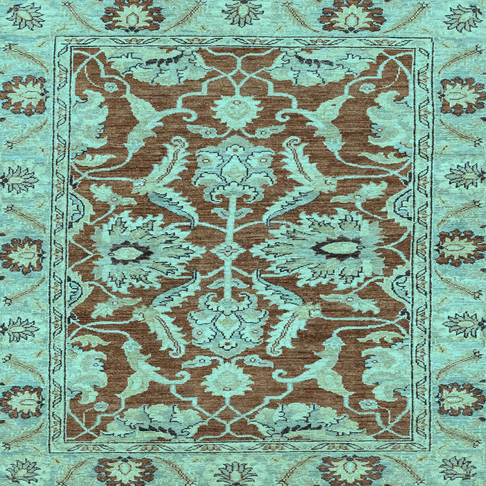 Square Machine Washable Oriental Light Blue Traditional Rug, wshabs2987lblu