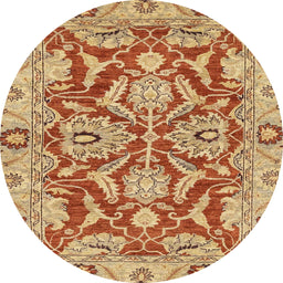 Round Machine Washable Abstract Red Rug, wshabs2987