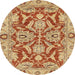 Round Machine Washable Abstract Red Rug, wshabs2987