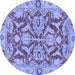 Round Oriental Blue Traditional Rug, abs2987blu