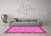 Machine Washable Oriental Pink Traditional Rug, wshabs2988pnk