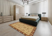 Abstract Red Oriental Rug in a Bedroom, abs2988