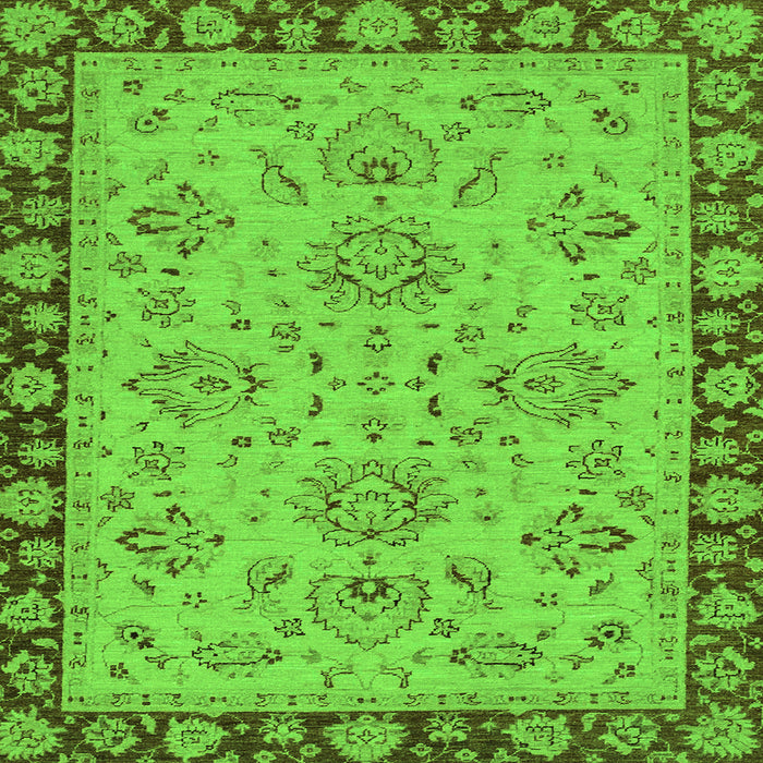 Square Machine Washable Oriental Green Traditional Area Rugs, wshabs2988grn