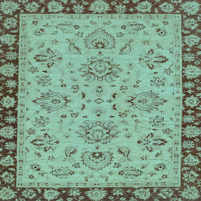 Square Machine Washable Oriental Light Blue Traditional Rug, wshabs2988lblu