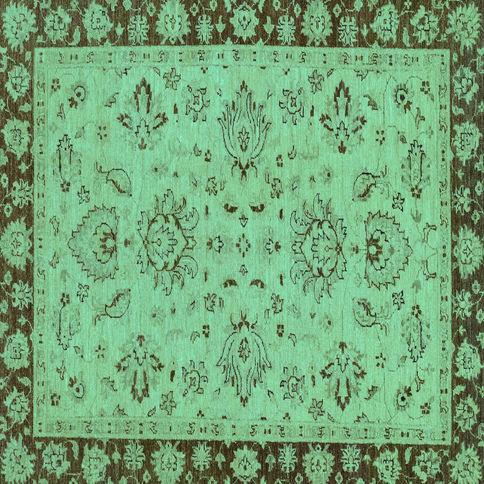 Square Machine Washable Oriental Turquoise Traditional Area Rugs, wshabs2988turq