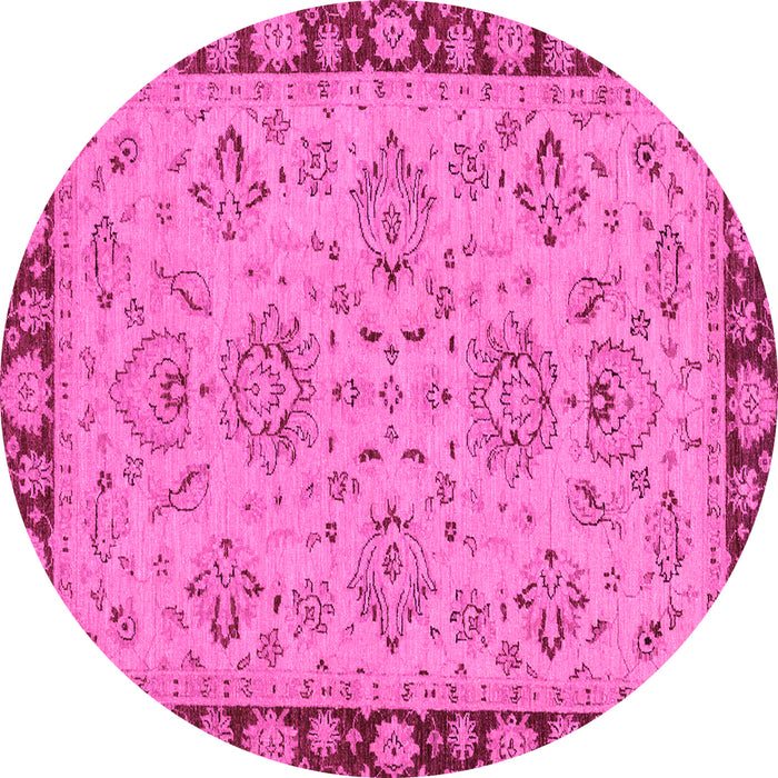 Round Oriental Pink Traditional Rug, abs2988pnk