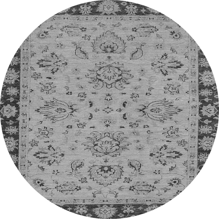 Round Machine Washable Oriental Gray Traditional Rug, wshabs2988gry