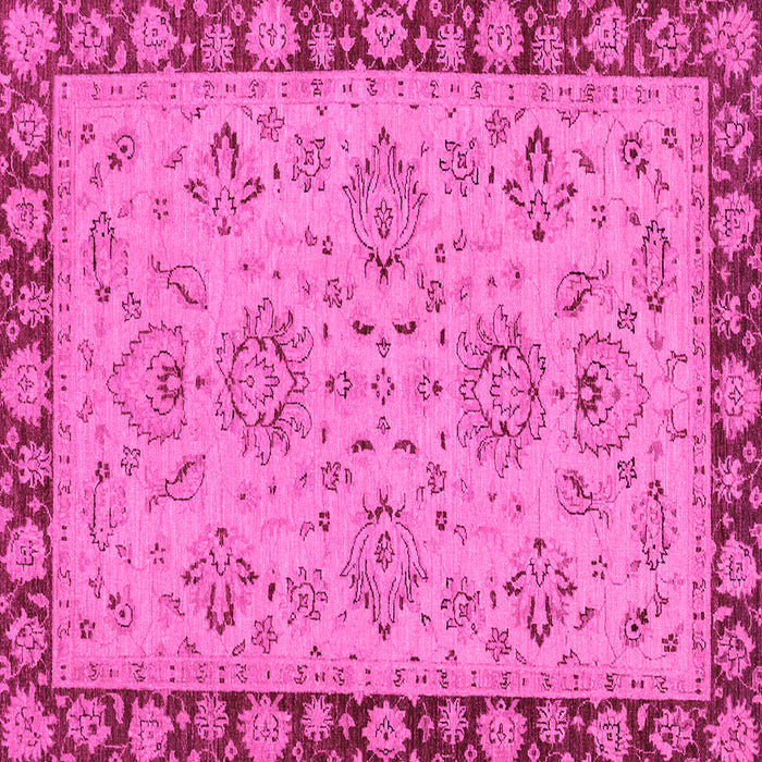 Square Machine Washable Oriental Pink Traditional Rug, wshabs2988pnk