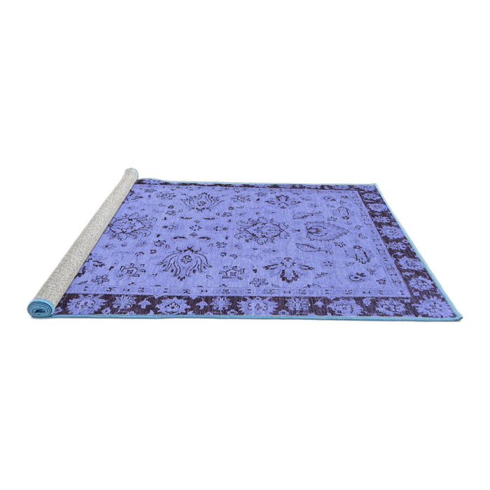 Sideview of Machine Washable Oriental Blue Traditional Rug, wshabs2988blu