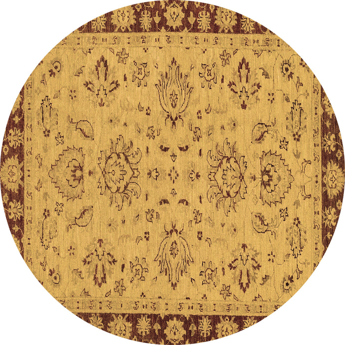 Round Oriental Brown Traditional Rug, abs2988brn