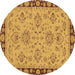 Round Oriental Brown Traditional Rug, abs2988brn