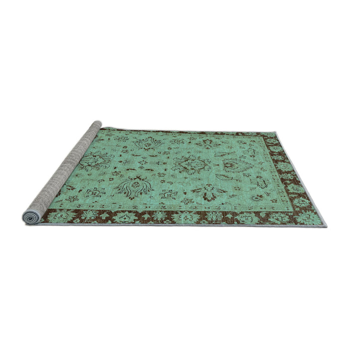 Sideview of Machine Washable Oriental Light Blue Traditional Rug, wshabs2988lblu