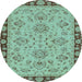 Round Oriental Light Blue Traditional Rug, abs2988lblu