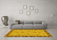 Machine Washable Oriental Yellow Traditional Rug, wshabs2988yw