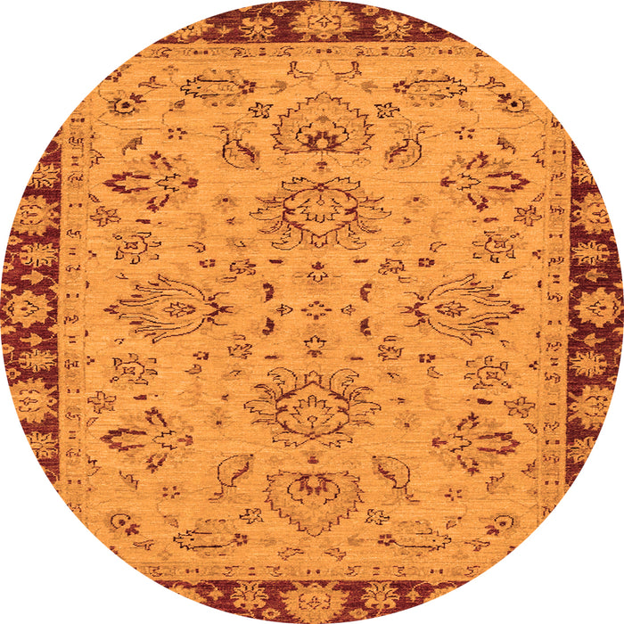 Round Oriental Orange Traditional Rug, abs2988org