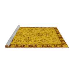 Sideview of Machine Washable Oriental Yellow Traditional Rug, wshabs2988yw