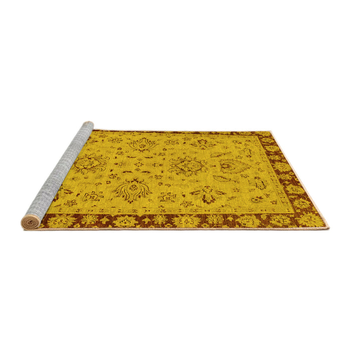 Sideview of Machine Washable Oriental Yellow Traditional Rug, wshabs2988yw