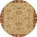 Round Abstract Red Oriental Rug, abs2988