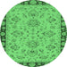 Round Oriental Emerald Green Traditional Rug, abs2988emgrn