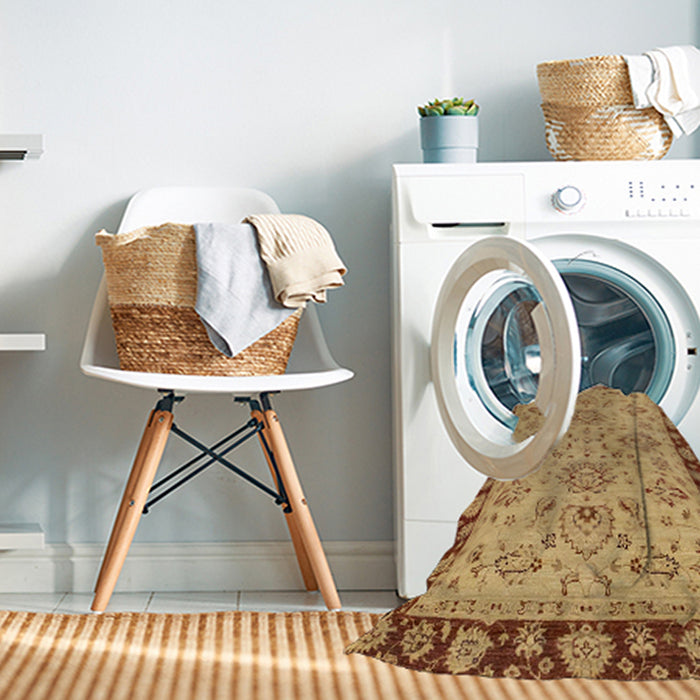 Machine Washable Abstract Red Rug in a Washing Machine, wshabs2988