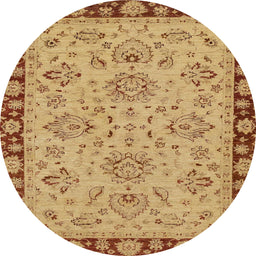 Round Machine Washable Abstract Red Rug, wshabs2988