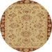 Round Machine Washable Abstract Red Rug, wshabs2988