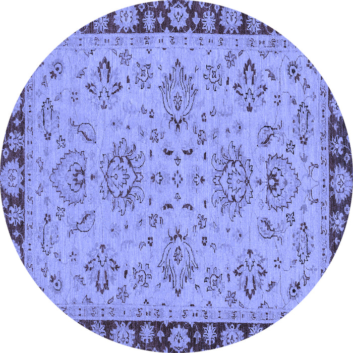 Round Machine Washable Oriental Blue Traditional Rug, wshabs2988blu