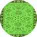 Round Oriental Green Traditional Rug, abs2988grn