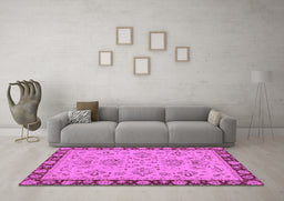 Machine Washable Oriental Purple Traditional Area Rugs in a Living Room, wshabs2988pur