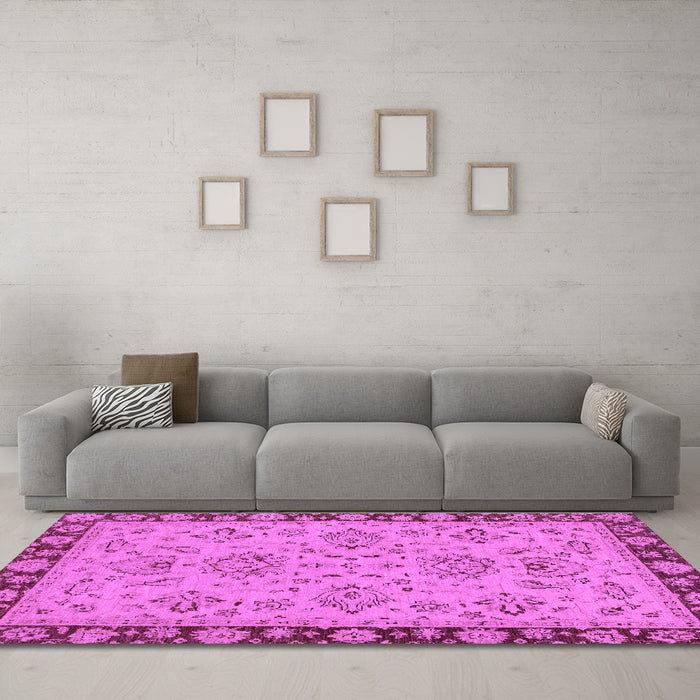 Machine Washable Oriental Purple Traditional Area Rugs in a Living Room, wshabs2988pur
