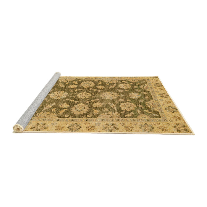Sideview of Machine Washable Abstract Dark Golden Brown Rug, wshabs2989