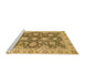 Sideview of Machine Washable Abstract Dark Golden Brown Rug, wshabs2989