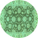 Round Oriental Turquoise Traditional Rug, abs2989turq