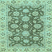 Square Oriental Light Blue Traditional Rug, abs2989lblu