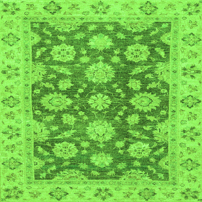 Square Machine Washable Oriental Green Traditional Area Rugs, wshabs2989grn