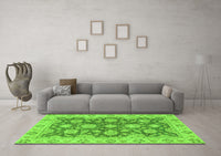 Machine Washable Oriental Green Traditional Rug, wshabs2989grn