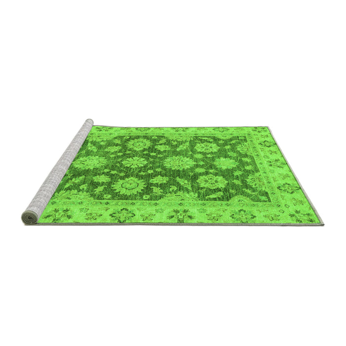 Sideview of Machine Washable Oriental Green Traditional Area Rugs, wshabs2989grn