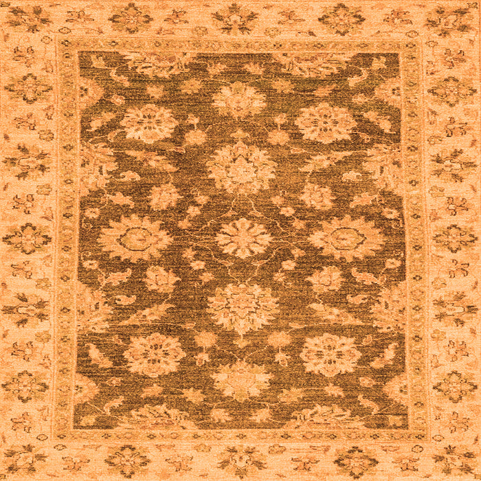 Square Machine Washable Oriental Orange Traditional Area Rugs, wshabs2989org