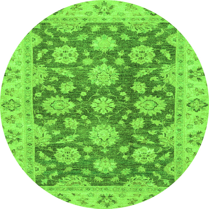 Round Oriental Green Traditional Rug, abs2989grn