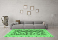 Machine Washable Oriental Emerald Green Traditional Rug, wshabs2989emgrn