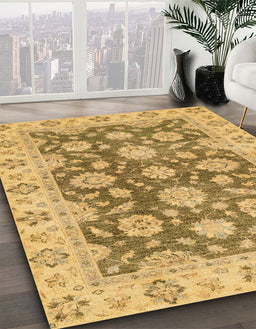 Machine Washable Abstract Dark Golden Brown Rug in a Family Room, wshabs2989