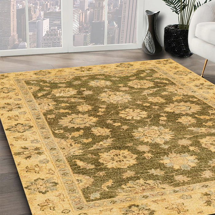 Machine Washable Abstract Dark Golden Brown Rug in a Family Room, wshabs2989