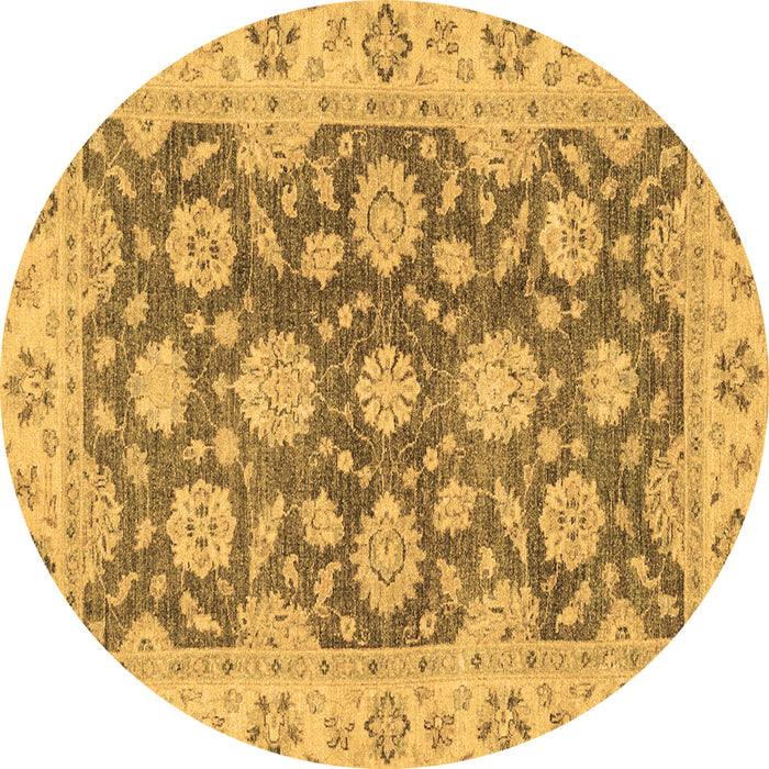 Round Oriental Brown Traditional Rug, abs2989brn