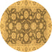 Round Oriental Brown Traditional Rug, abs2989brn