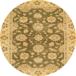 Round Machine Washable Abstract Dark Golden Brown Rug, wshabs2989