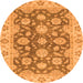 Round Oriental Orange Traditional Rug, abs2989org