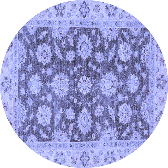 Round Machine Washable Oriental Blue Traditional Rug, wshabs2989blu