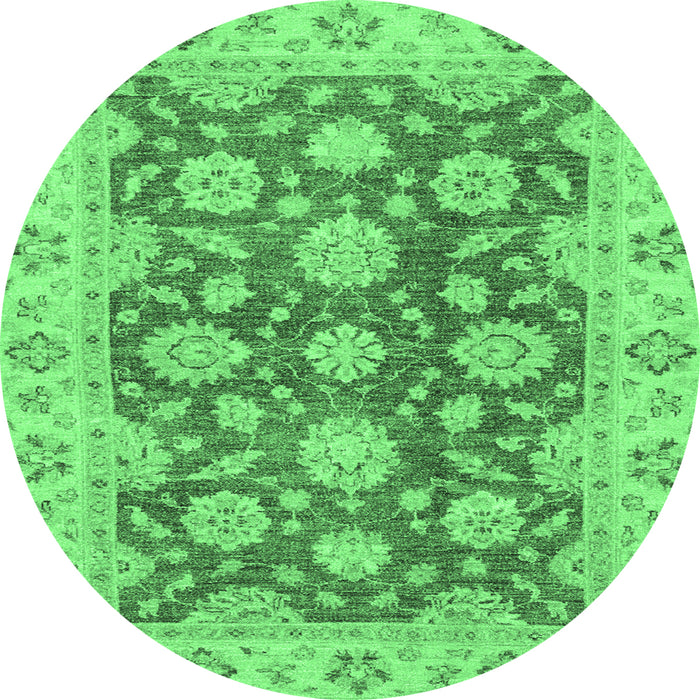 Round Oriental Emerald Green Traditional Rug, abs2989emgrn