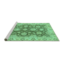 Sideview of Machine Washable Oriental Turquoise Traditional Area Rugs, wshabs2989turq